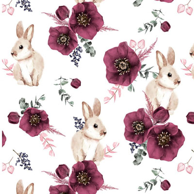 TISSU-LAPIN-COQUELICOT-CHARLES-ET-CELESTINE