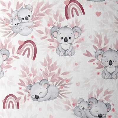 TISSU-koala-vieux-rose-arc-en-ciel-CHARLES-ET-CELESTINE