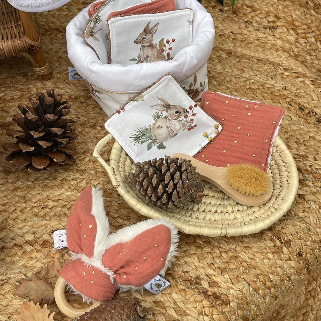 panier et lignettes personnalisables forêt tissus